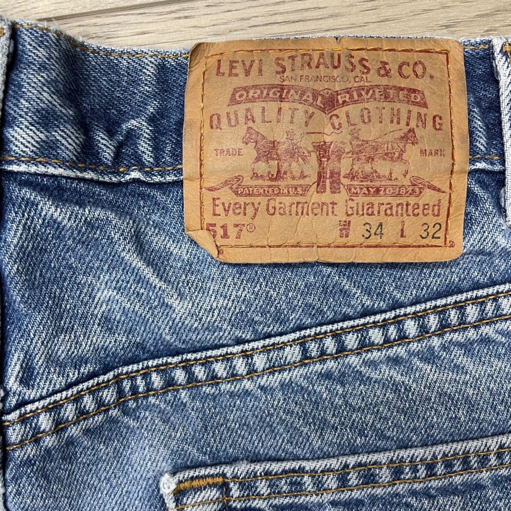 Levi's 517 Boot Cut Jeans Mens 34x32 Blue Vintage USA Made Denim - Picture 10 of 12